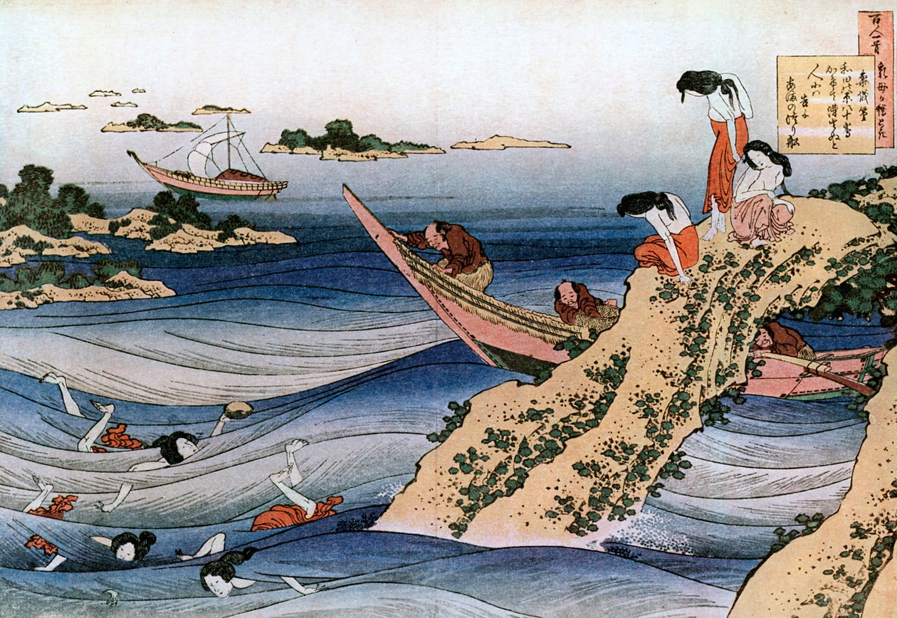 İstiridye Balıkçılığı, c1785-1849. by Katsushika Hokusai