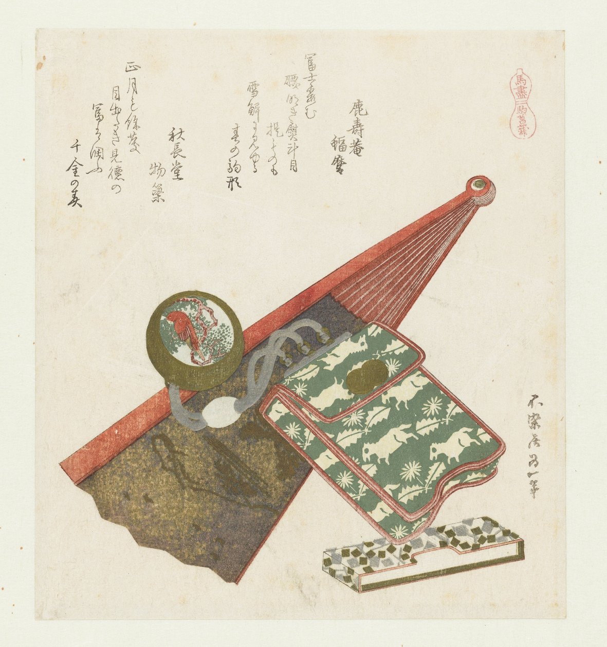 at irisi Komashobu (nesne üzerindeki başlık) Atlı bir dizi (dizi adı) Umazukushi (nesne üzerinde seri başlığı) by Katsushika Hokusai
