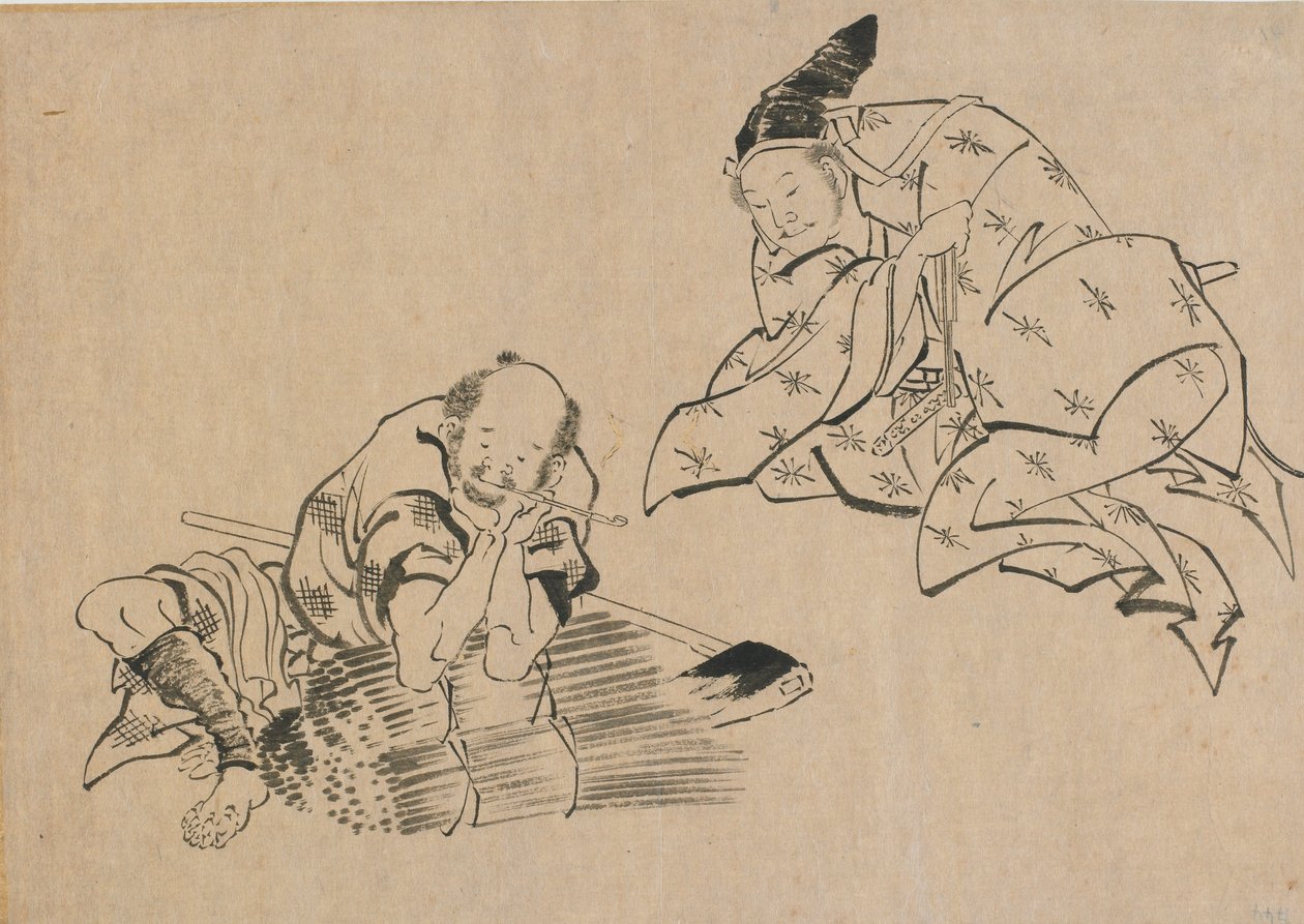 Köylü ve asil, 18. yüzyılın sonları ve 19. yüzyılın başlarında. by Katsushika Hokusai
