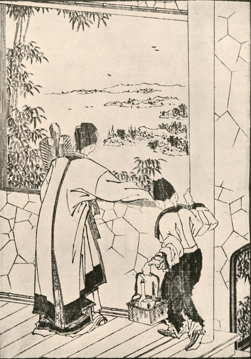 Pencereden dışarı bakan insanlar, 18. yüzyılın sonu ve 19. yüzyılın başı, 1924. by Katsushika Hokusai