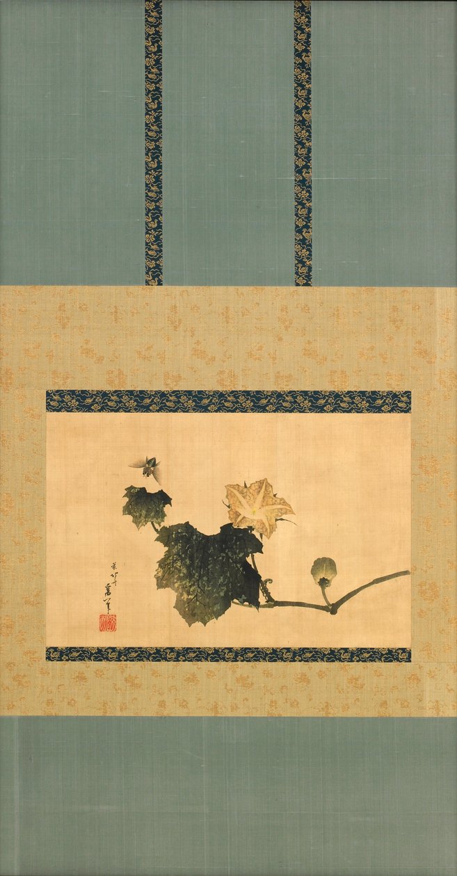 Balkabağı ve Asma ve At Sineği, Edo Dönemi, c.1825 (ipek üzerine mürekkep ve renk) by Katsushika Hokusai