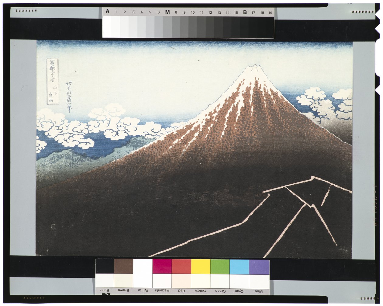 Zirvenin Altında Yağmur Fırtınası, 1831-34 dolayları (tahta blok) by Katsushika Hokusai