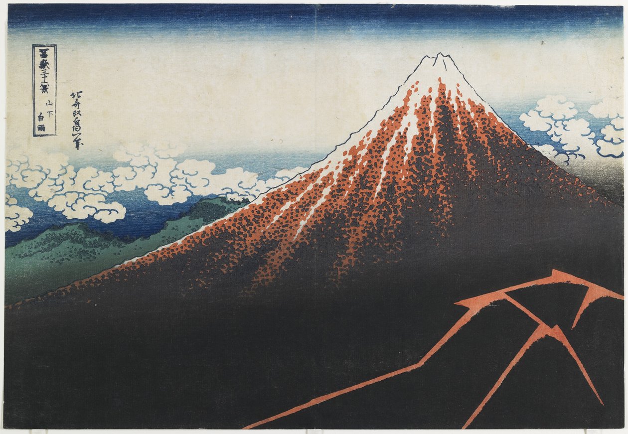 Zirvenin Altında Yağmur Fırtınası, 1831-1834 by Katsushika Hokusai