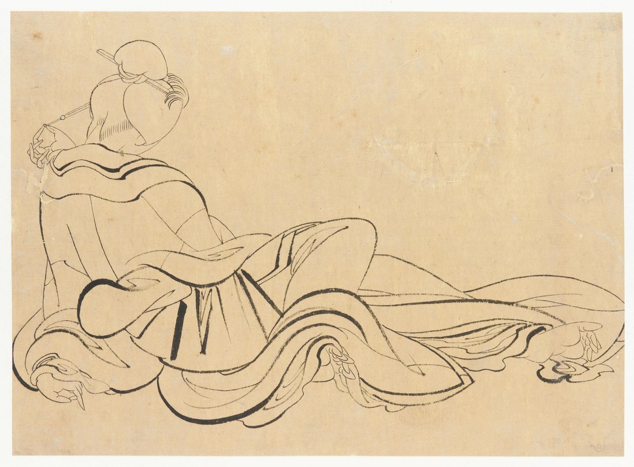 Oturan kadın başını kaşıyor, 18. yüzyılın sonları 19. yüzyılın başlarında. by Katsushika Hokusai