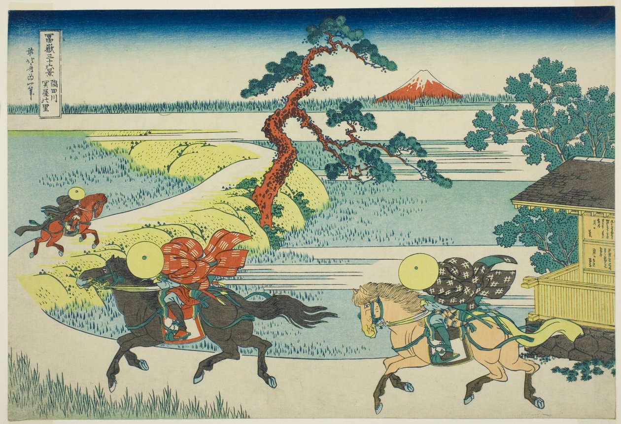 Sumida Nehri üzerindeki Sekiya Köyü (Sumidagawa Sekiya no sato), Fuji Dağı