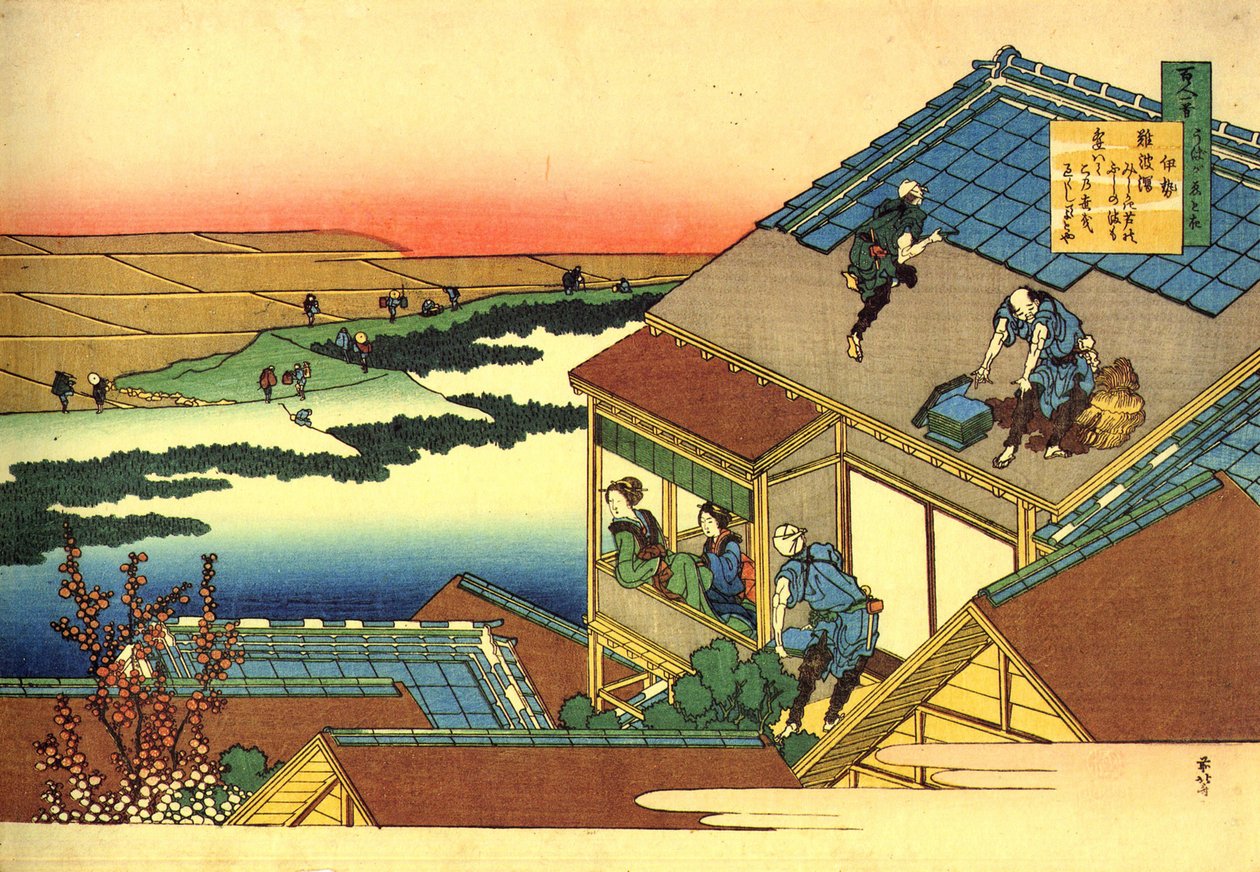 Yüz şairin yüz şiir dizisi: ""Lady Ise"" manzarası, Japonya - Katsushika Hokusai (1760-1849) (ukiyo-e okulu) tarafından 1830 dolaylarında Devlet İnziva Yeri Sankt Petersburg by Katsushika Hokusai