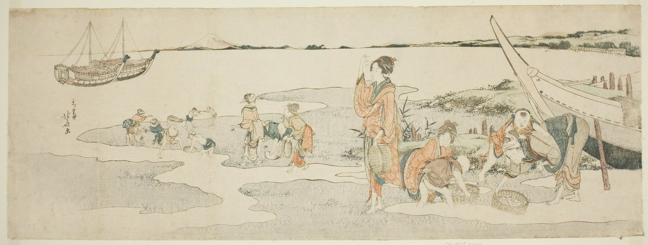 Kabuklu deniz ürünleri toplama by Katsushika Hokusai