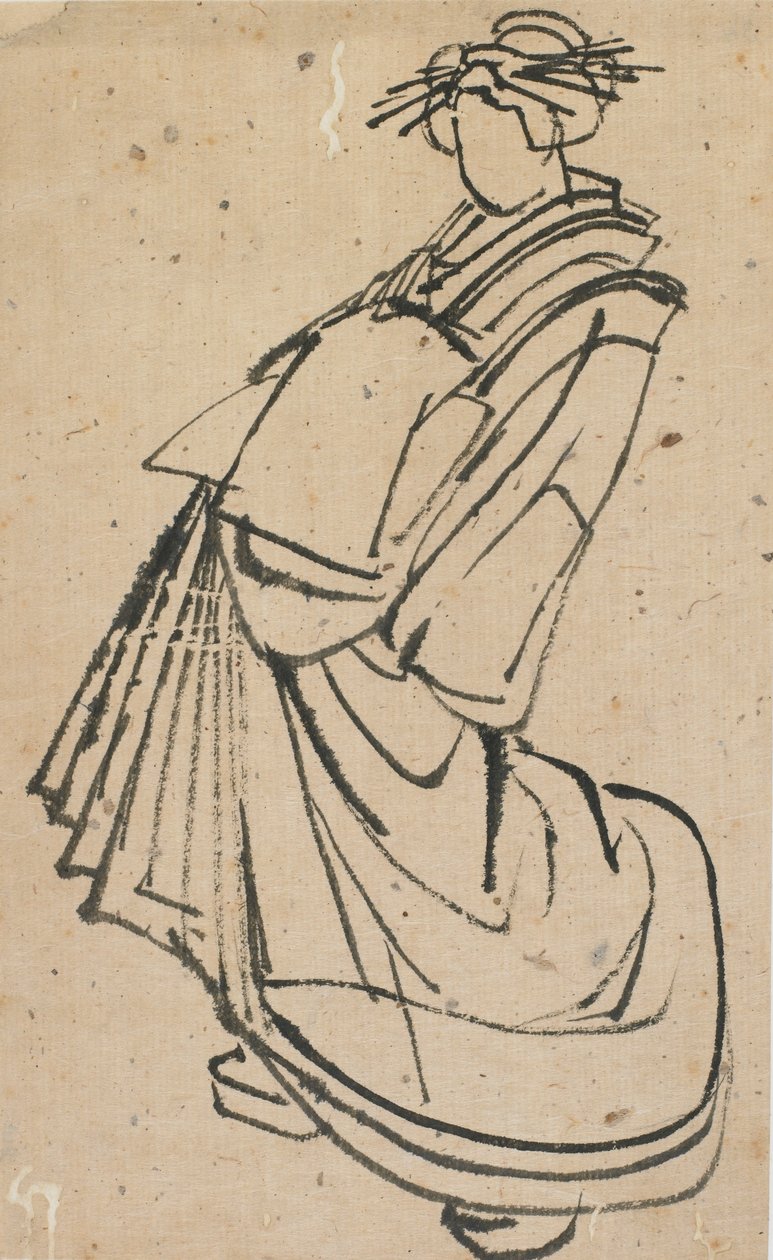 18. yüzyılın sonları ile 19. yüzyılın başlarında bir fahişenin taslağı. by Katsushika Hokusai