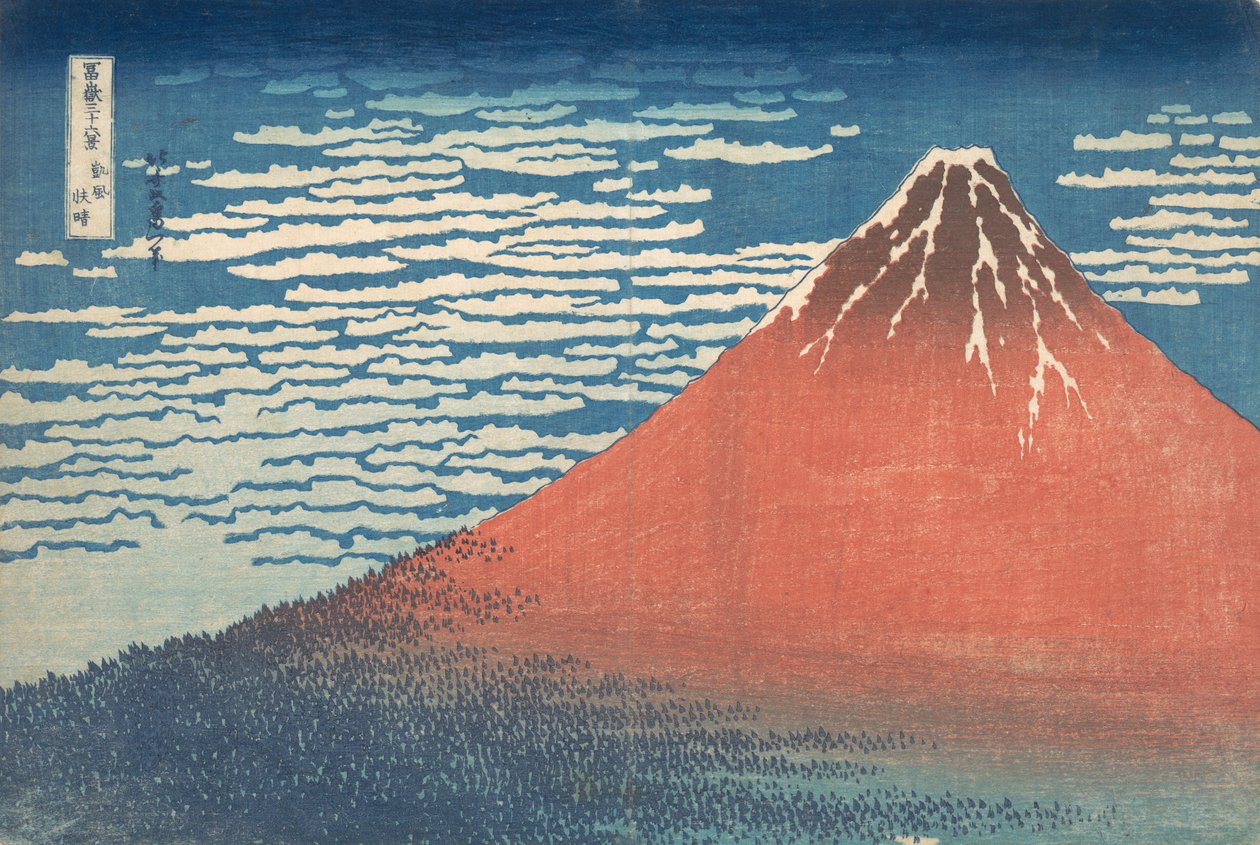Güney Rüzgarı, Açık Gökyüzü Gaifu kaisei, Kırmızı Fuji olarak da bilinir, Otuz..., ca. 1830-32. by Katsushika Hokusai