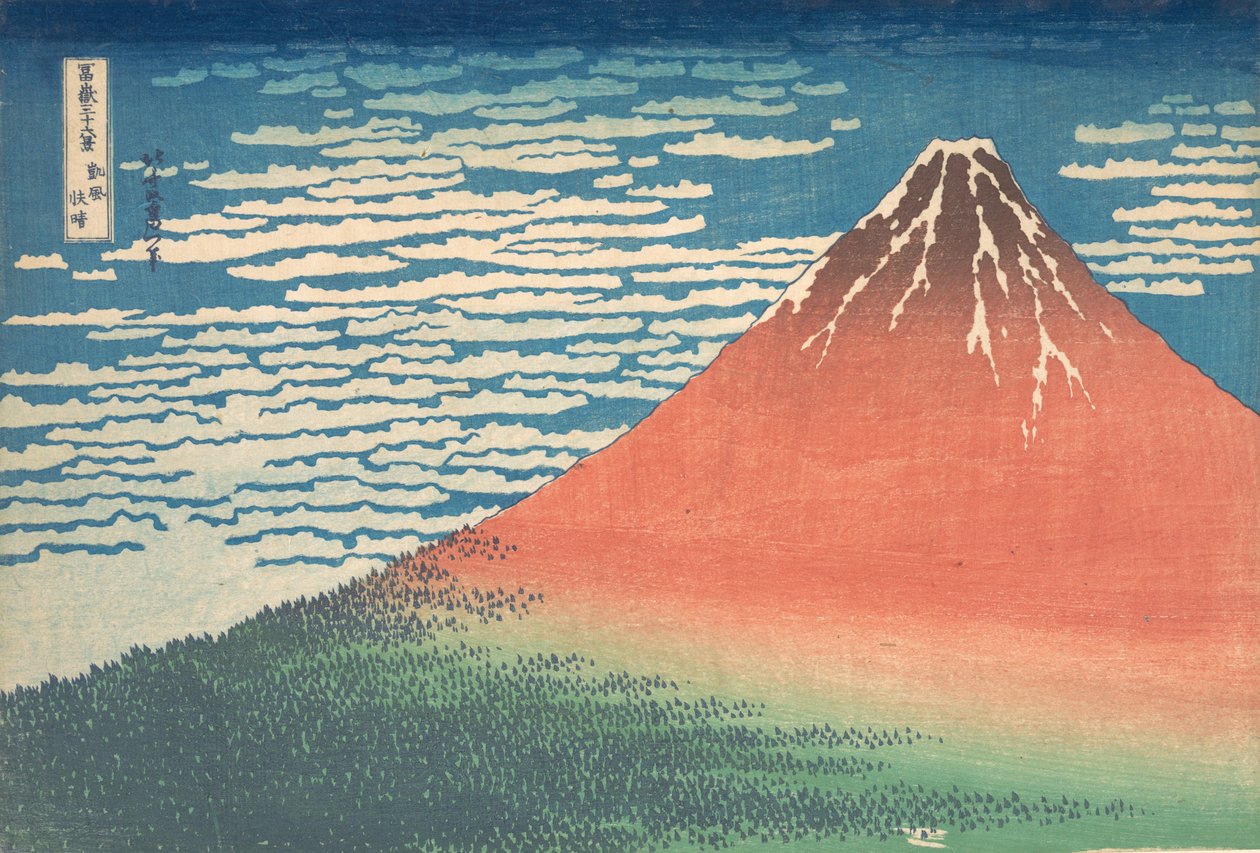 Güney Rüzgarı, Açık Gökyüzü Gaifu kaisei, Kırmızı Fuji olarak da bilinir, Otuz..., ca. 1830-32. by Katsushika Hokusai
