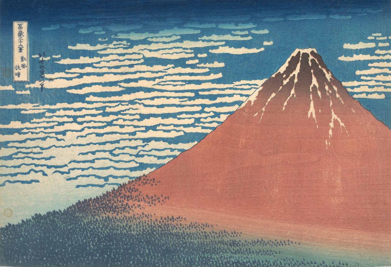 Güney Rüzgarı, Açık Gökyüzü Gaifu kaisei, Kırmızı Fuji olarak da bilinir, Otuz..., ca. 1830-32. by Katsushika Hokusai