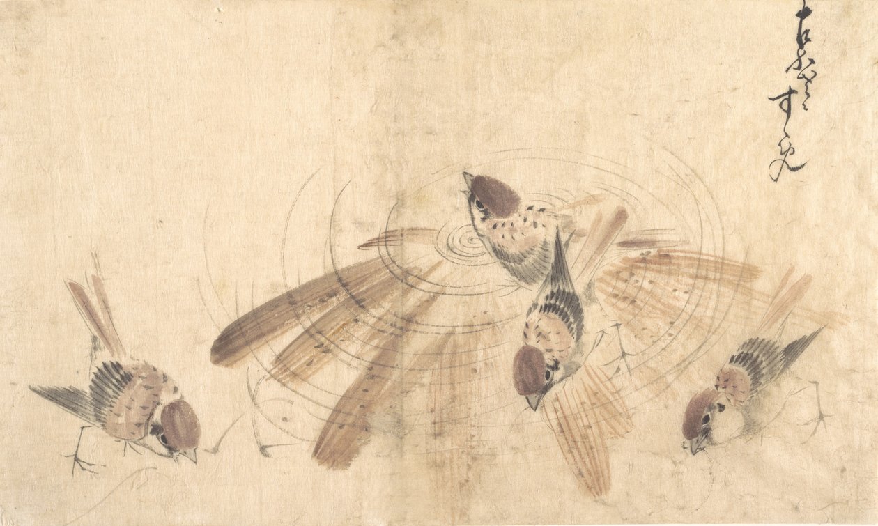 Serçeler, yaklaşık 1825. by Katsushika Hokusai