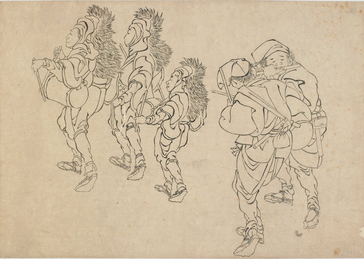 Aslan Dansı, 18. yüzyılın sonu ve 19. yüzyılın başı. by Katsushika Hokusai