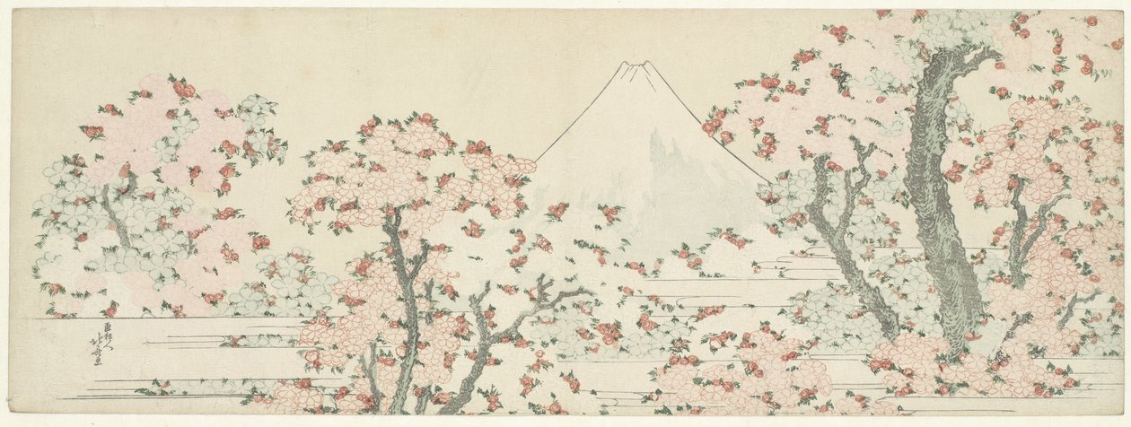 Bloom Kiraz Ağaçları ile Fuji Dağı by Katsushika Hokusai