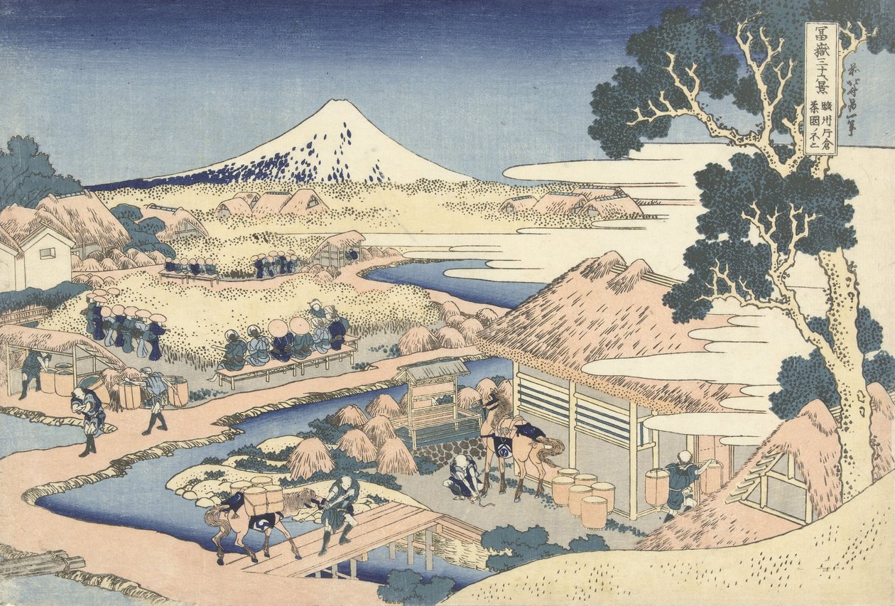 Suruga Eyaletindeki Katakura Çay plantasyonu, 1830 dolayları (tahta baskı) by Katsushika Hokusai