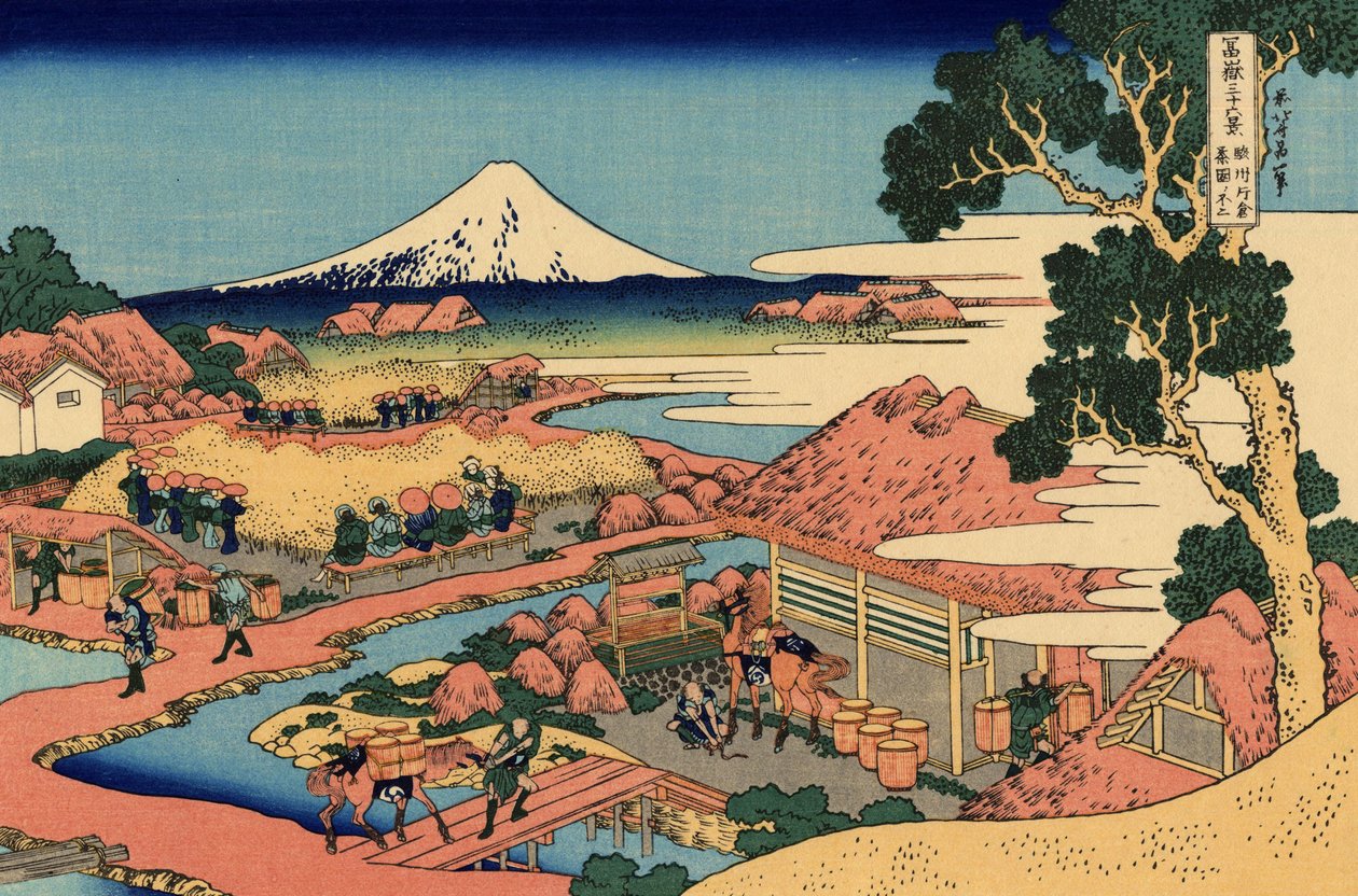 Suruga Eyaletindeki Katakura Çay plantasyonu, 1830 dolayları (tahta baskı) by Katsushika Hokusai
