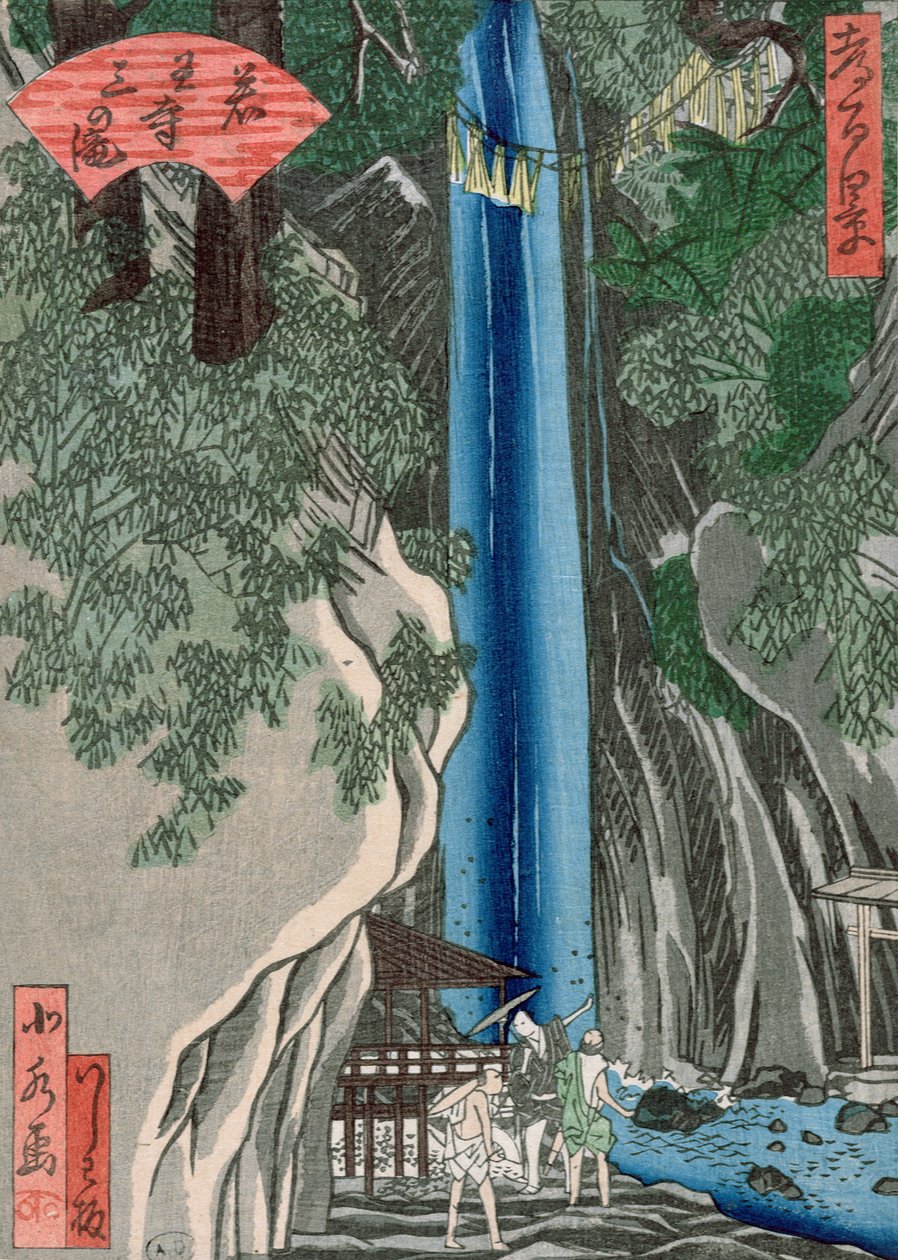 Şelale (renkli gravür) by Katsushika Hokusai