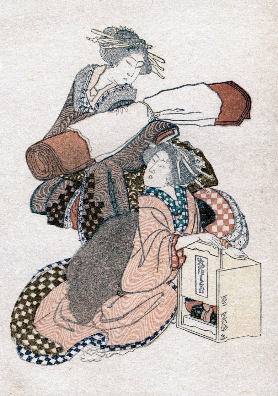 İki Japon kadın, c1780-1849. by Katsushika Hokusai