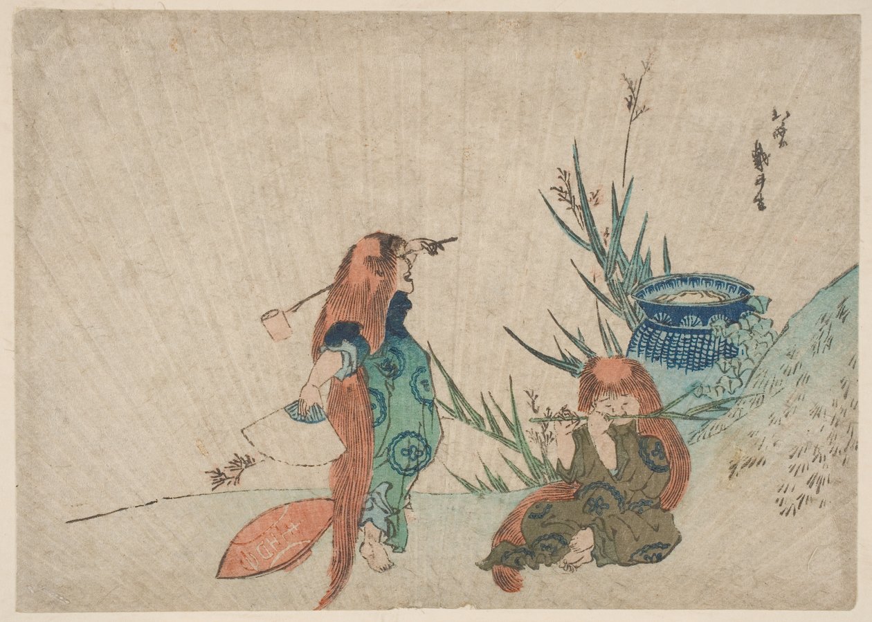 İki Shōjō by Katsushika Hokusai