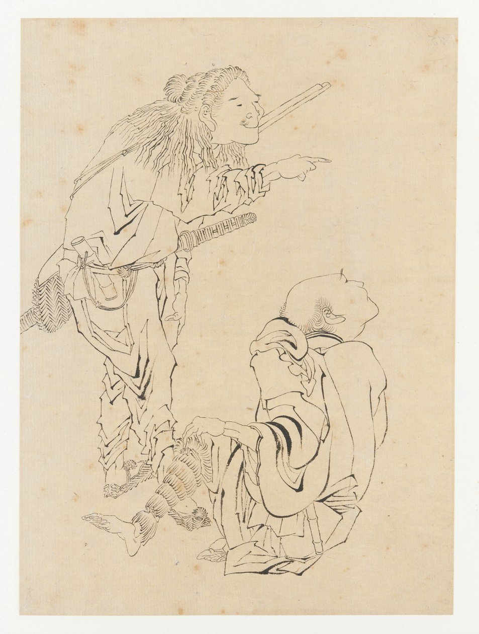 İki avcı, Edo dönemi, 19. yüzyıl. by Katsushika Hokusai