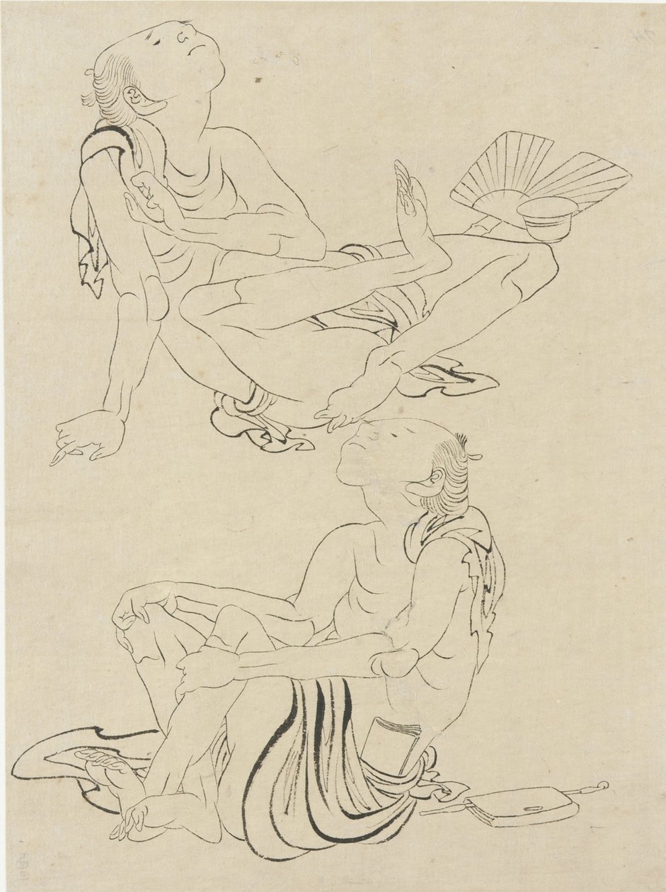 Yaz aylarında dinlenen iki adam, Edo dönemi (kağıt üzerine mürekkep) by Katsushika Hokusai
