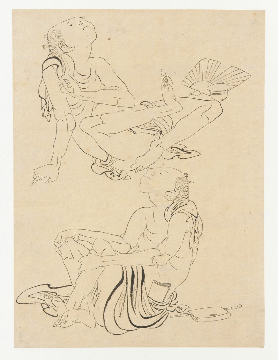 Yazın dinlenen iki adam, Edo dönemi, 19. yüzyıl. by Katsushika Hokusai