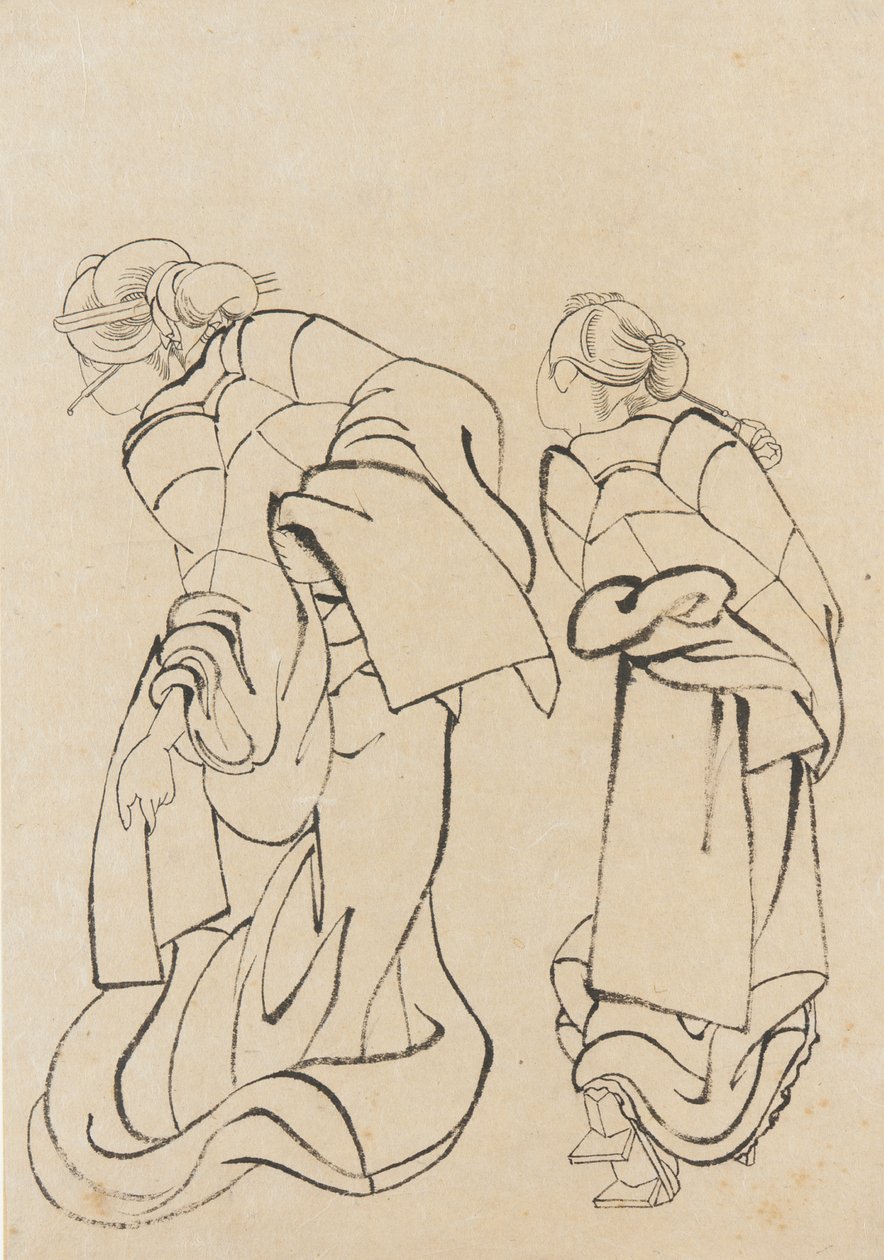 İki kadın, 18. yüzyılın sonu ve 19. yüzyılın başı. by Katsushika Hokusai