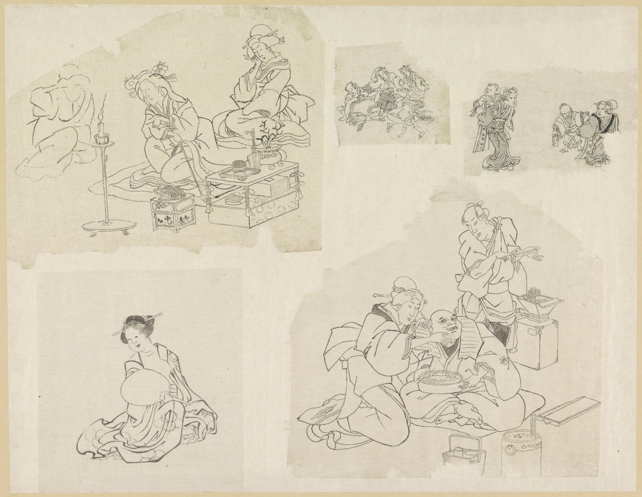 Farklı durumlarda insanların beş temsili by Katsushika Hokusai