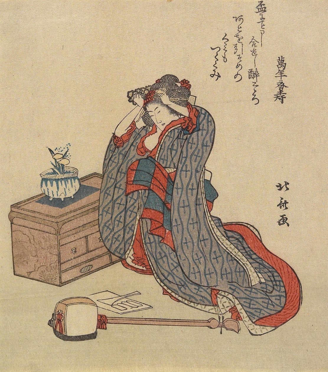 Saçını Düzelten Kadın, 1797-1819 by Katsushika Hokusai