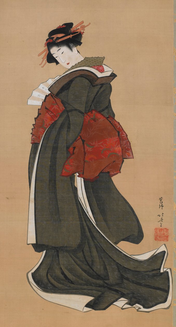 Yelpaze Tutan Kadın, Edo dönemi, yakl. 1810-1811. by Katsushika Hokusai