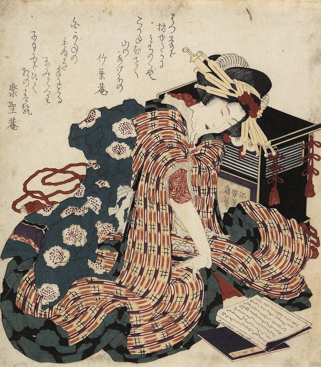 ಪುಸ್ತಕ ಓದುತ್ತಿರುವ ಮಹಿಳೆ, 1822ಟರ್ಕ್ by Katsushika Hokusai