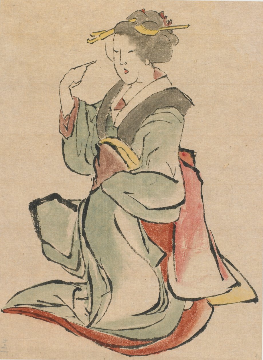 18. yüzyılın sonları 19. yüzyılın başlarında, sağa bakan kadın. by Katsushika Hokusai