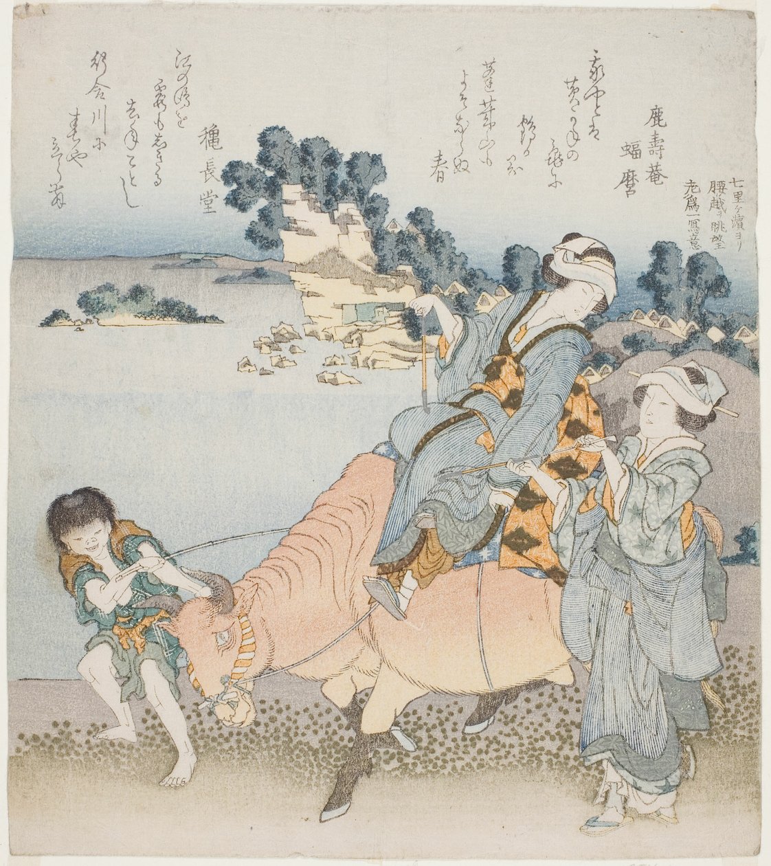 öküze binen kadın by Katsushika Hokusai