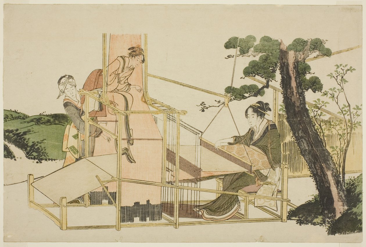 Tezgahta dokuma yapan kadınlar by Katsushika Hokusai