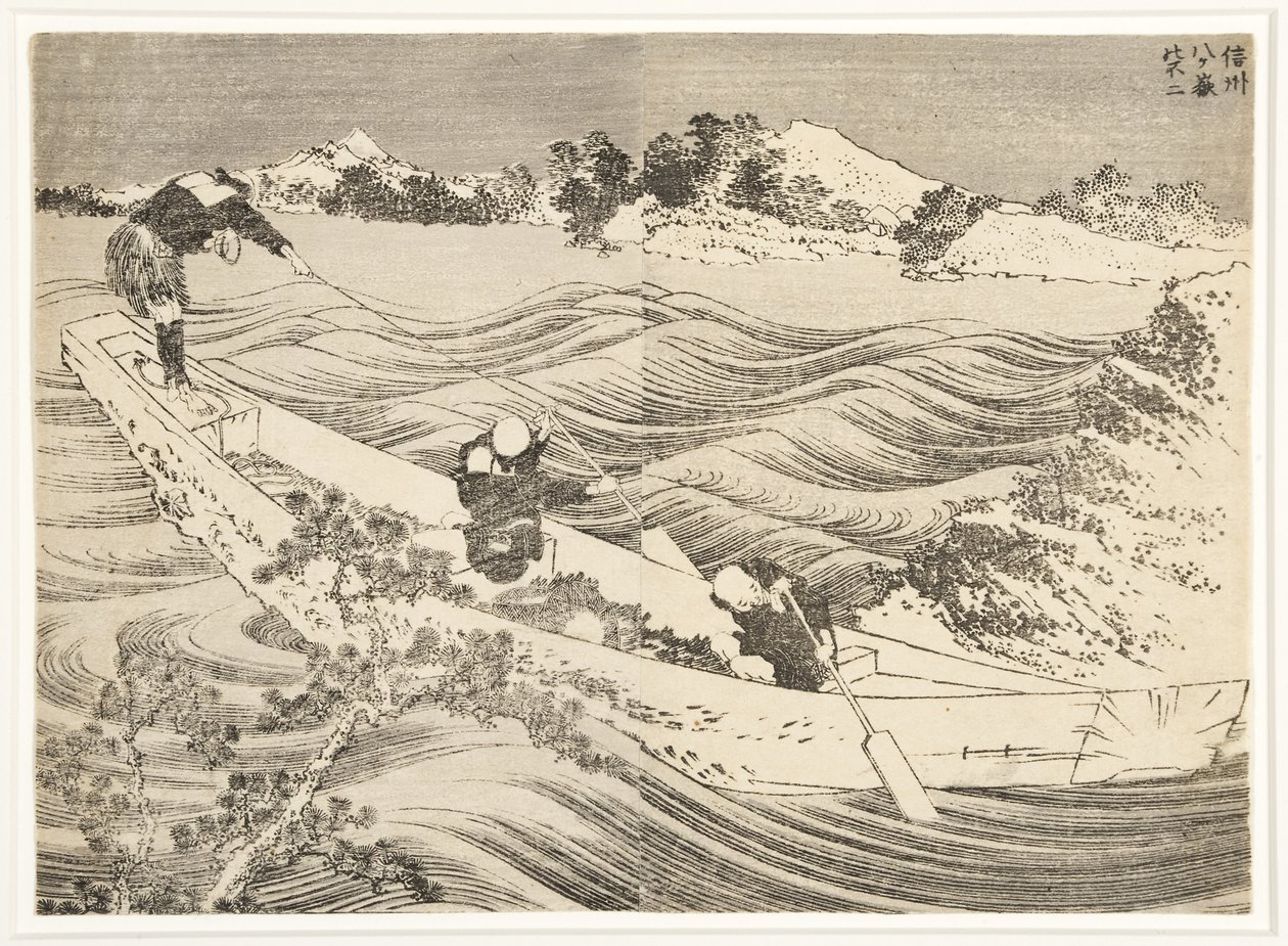 Shinano Eyaletindeki Yatsugatake, 1834-35 (tahta blok) by Katsushika Hokusai