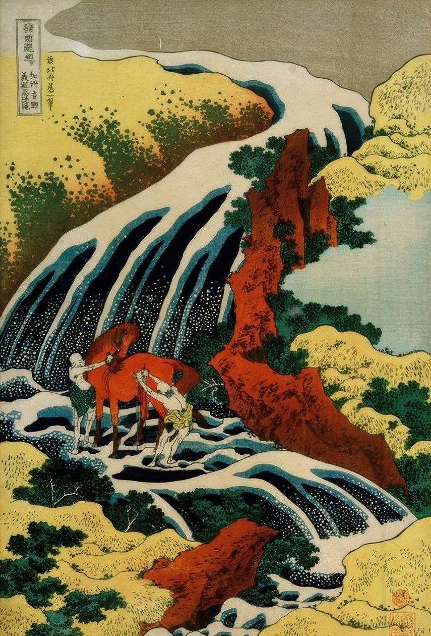 Yoşino şelalesi by Katsushika Hokusai