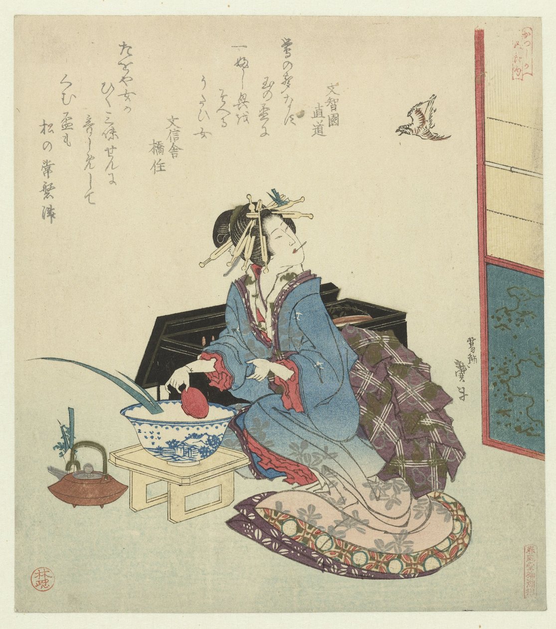 Bir Guguk Kuşuna Bakarken Geyşa by Katsushika Taito II