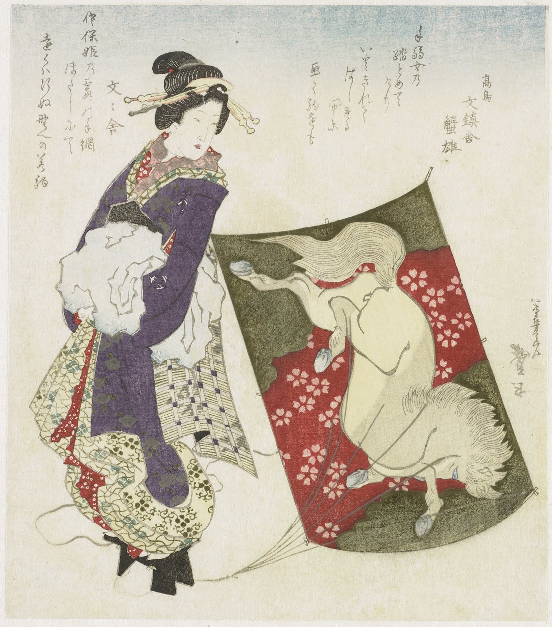 Uçurtma ipinde duran kadın by Katsushika Taito II