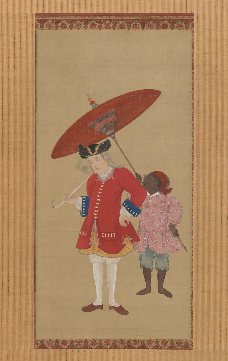 Bir Hizmetçisi olan Hollandalı, 19. yüzyılın başlarında. by Kawahara Keiga