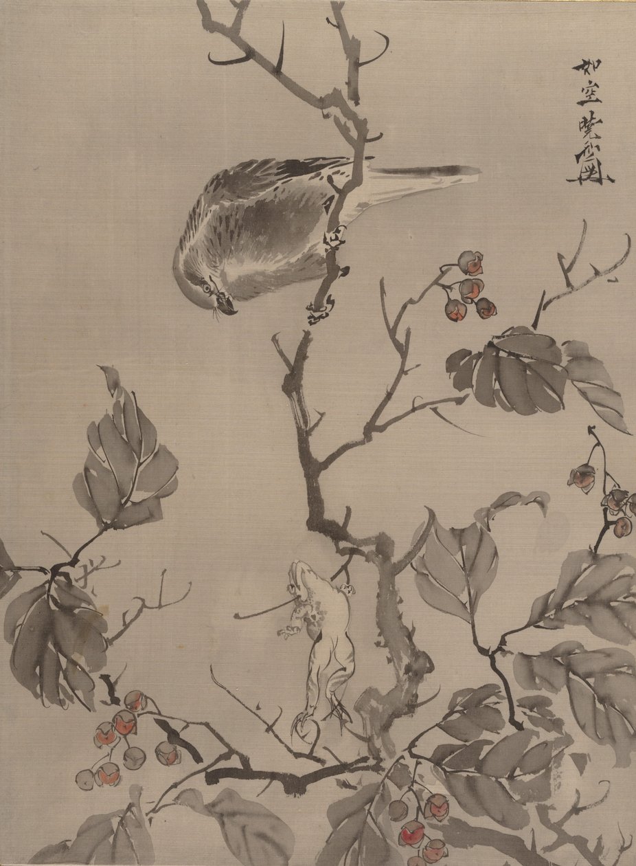 Kuş ve Kurbağa, ca. 1887. by Kawanabe Kyosai