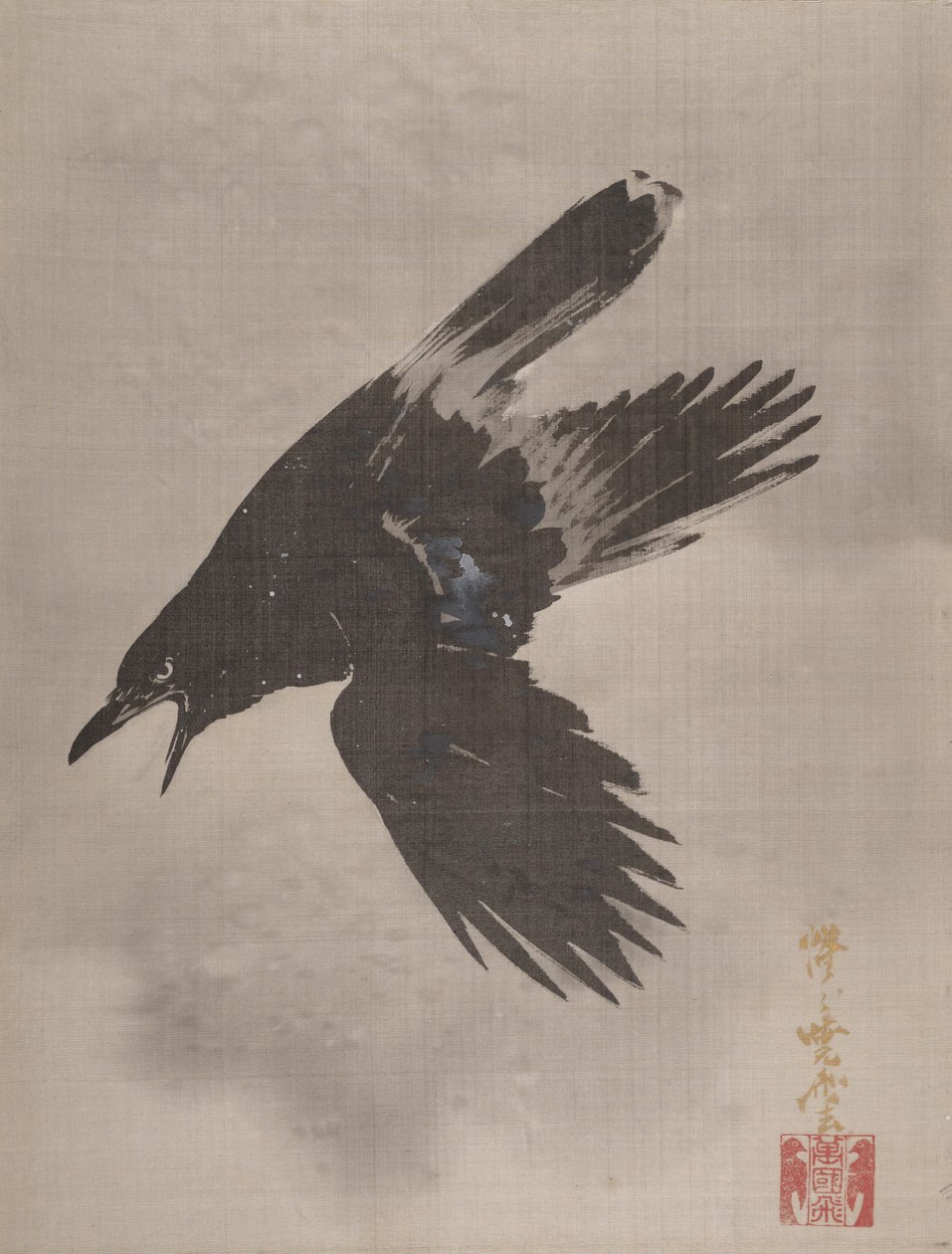 Karda Uçan Karga, ca. 1887. by Kawanabe Kyosai
