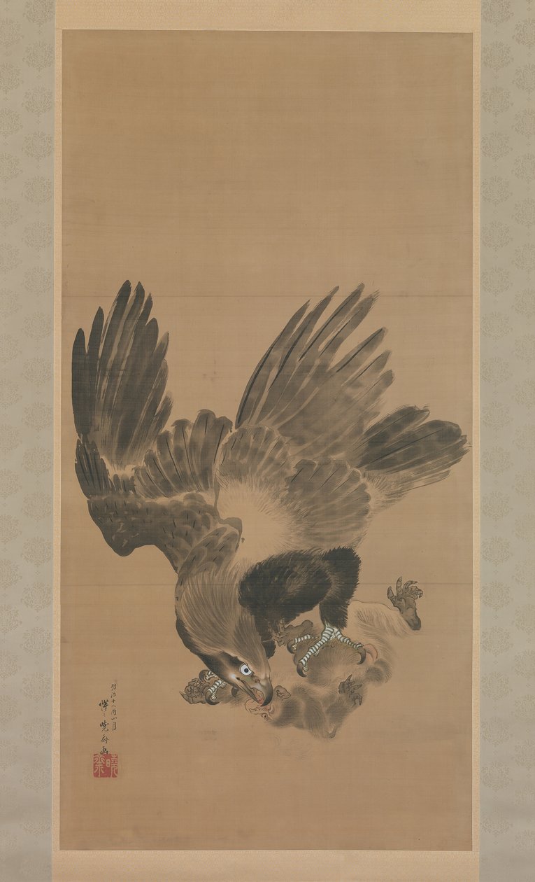 Maymuna Saldıran Kartal, 1885. by Kawanabe Kyosai