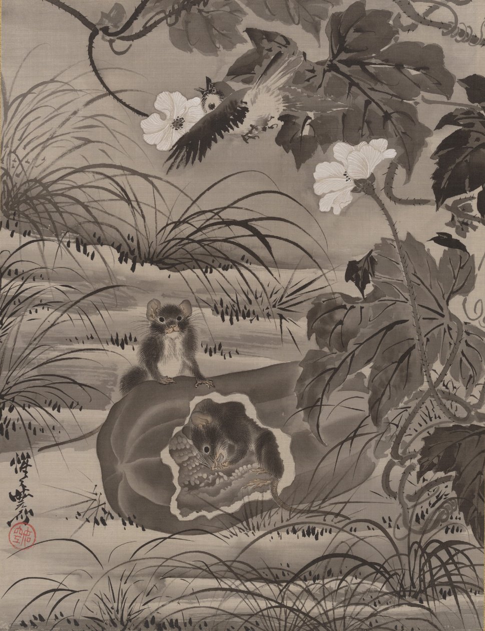 Kavundaki Fareler, ca. 1887. by Kawanabe Kyosai