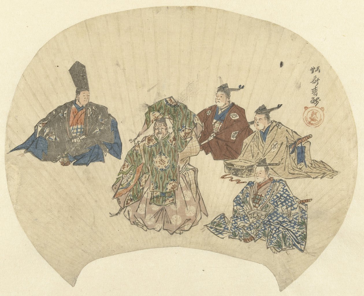 Okina oyunundan bir sahne by Kawanabe Kyosai