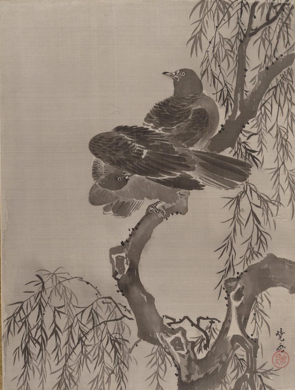Bir Daldaki İki Kuş, yak. 1887. by Kawanabe Kyosai