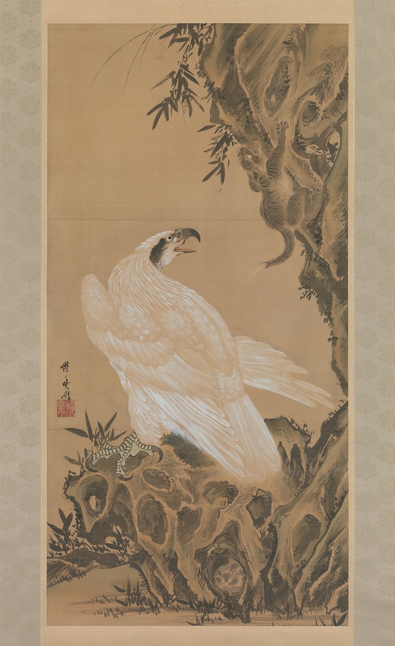 Bir Dağ Aslanını Gözleyen Beyaz Kartal, 1885. by Kawanabe Kyosai
