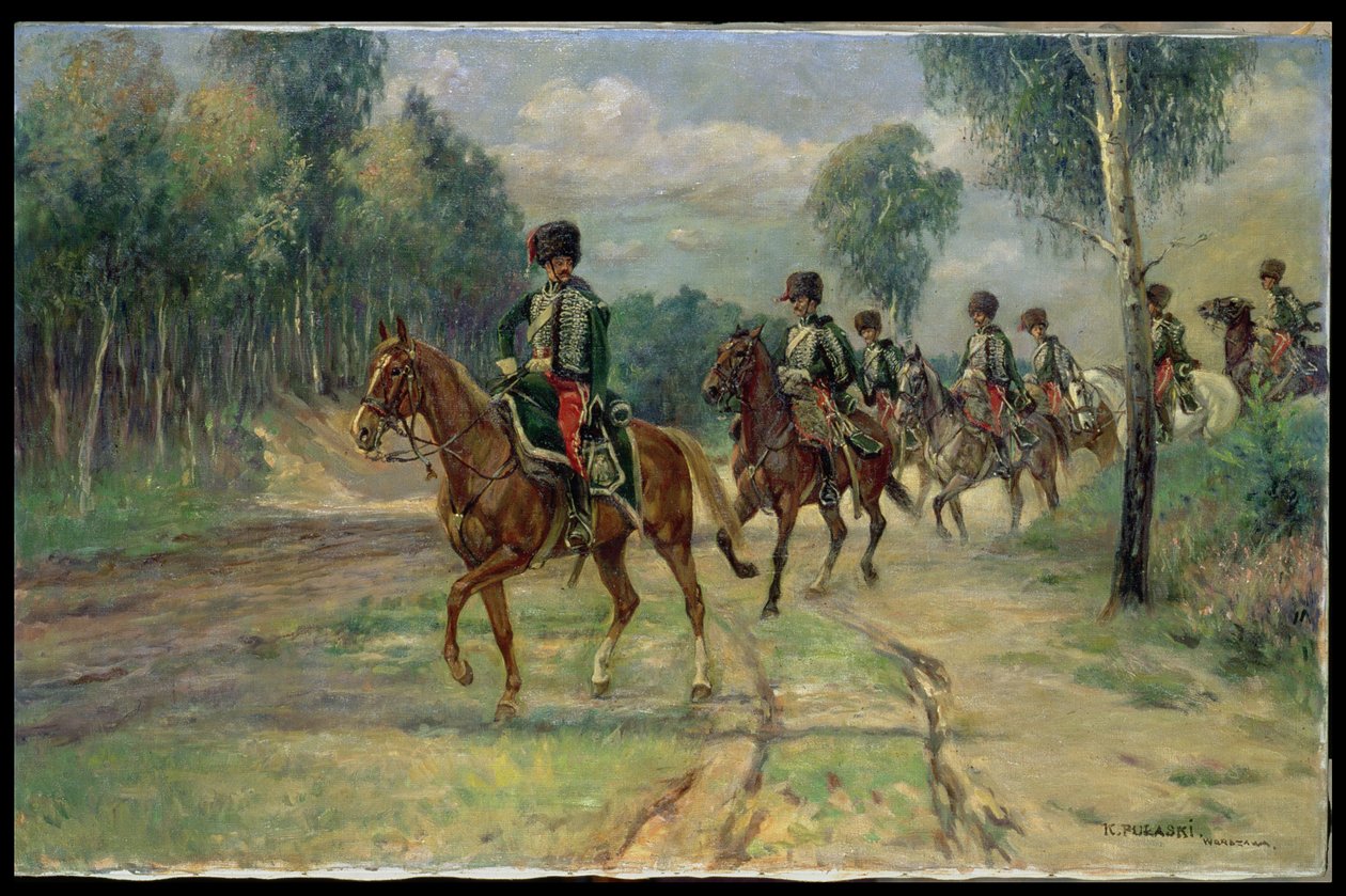 Hussars Filosu, c.1920 (tuval üzerine yağlı boya) by Kazimierz Pulaski