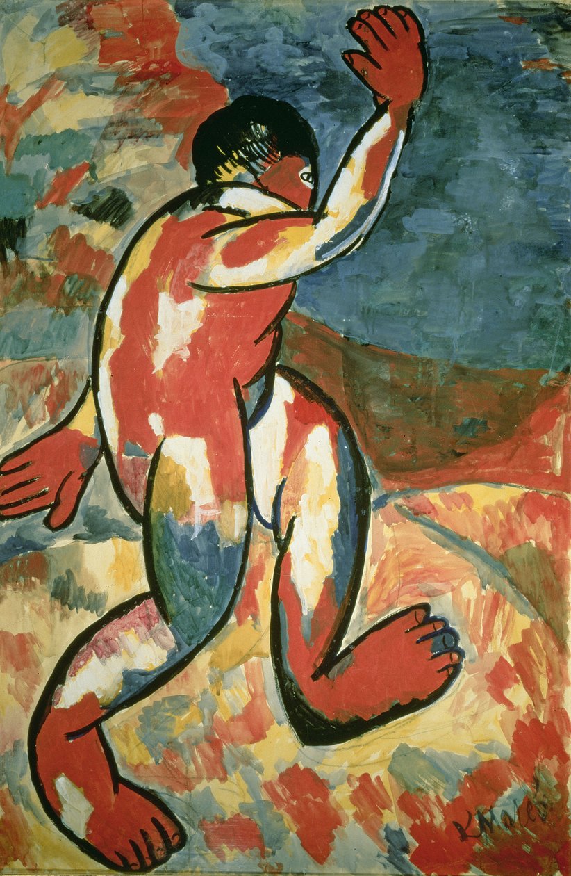 Bir Bather, 1911 (kağıt üzerinde guaj) by Kazimir Severinovich Malevich