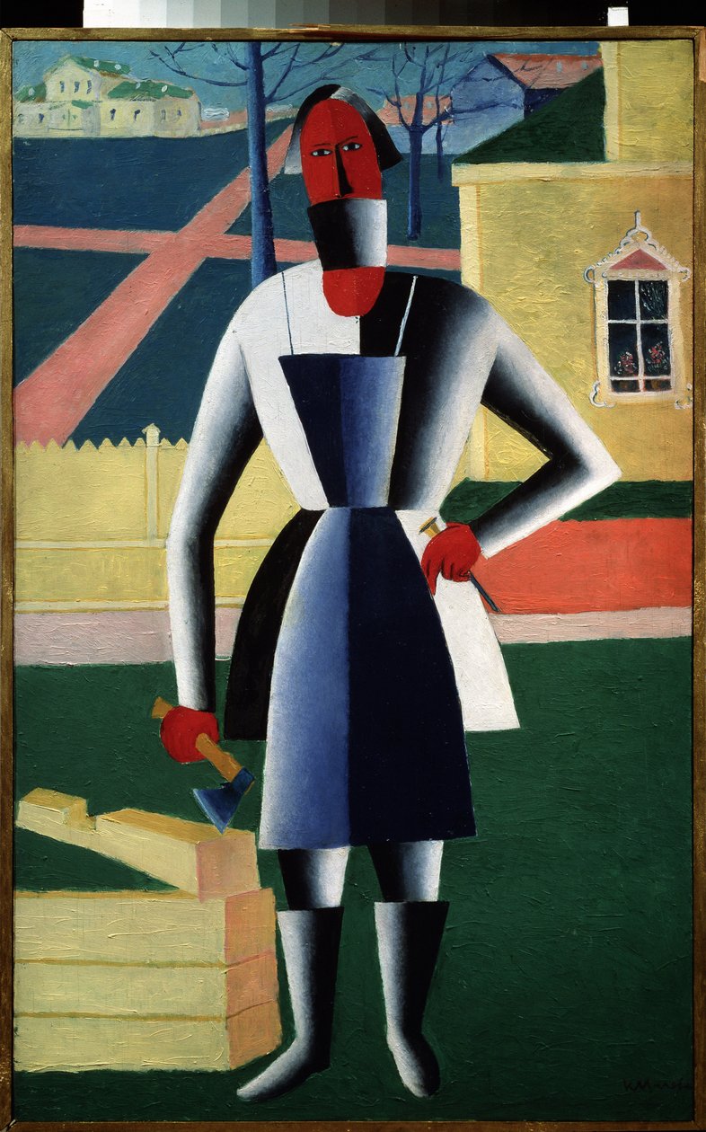 Bir Marangoz (tuval üzerine yağlı boya) by Kazimir Severinovich Malevich