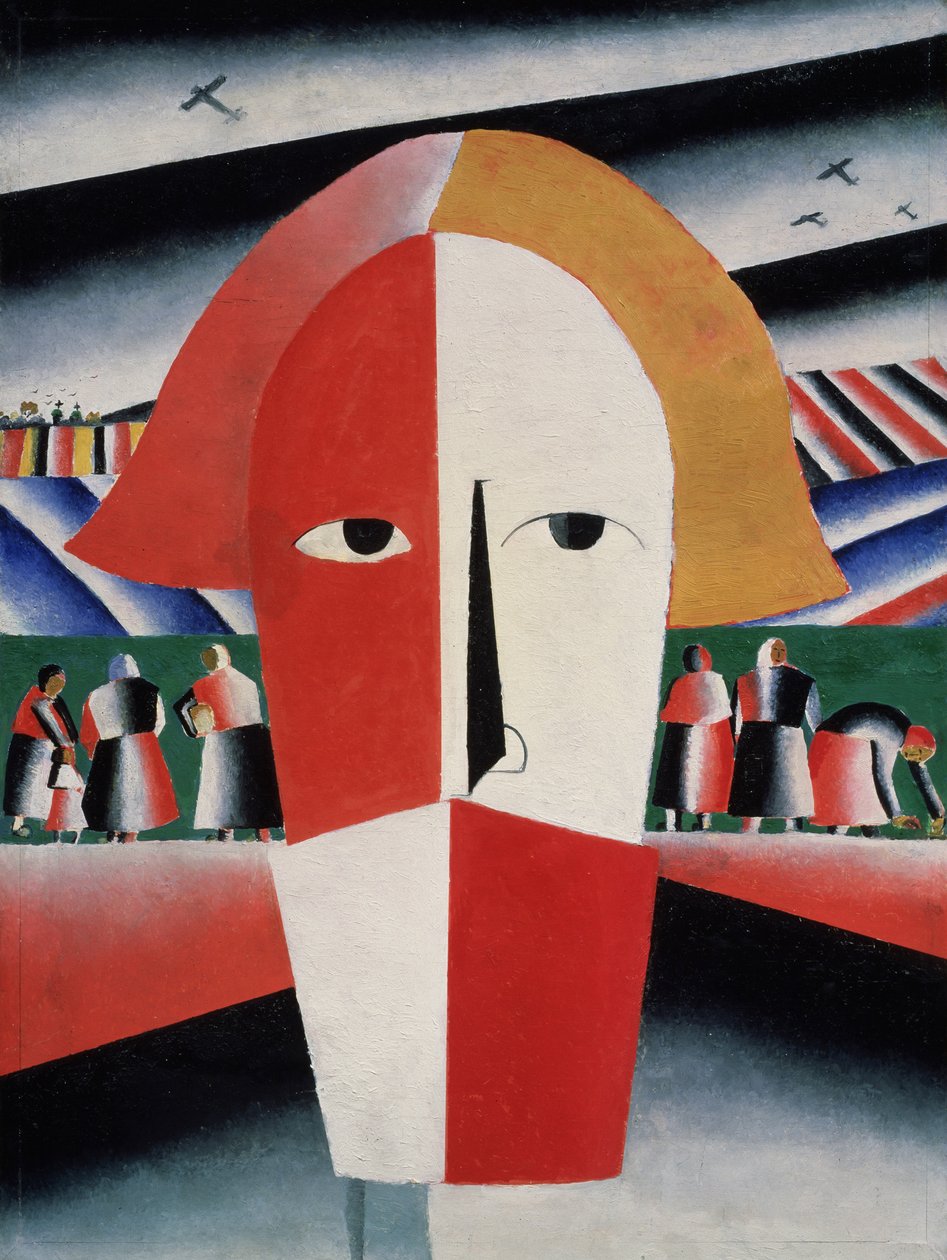 Bir Köylü Başkanı, c.1930 (kontrplak üzerine yağlı boya) by Kazimir Severinovich Malevich
